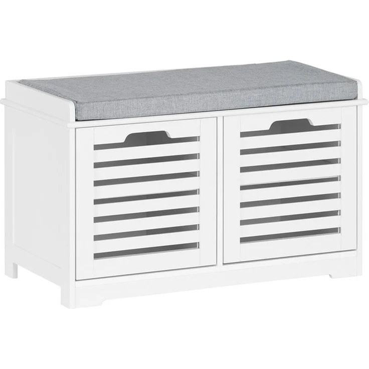 SoBuy FSR23-II-W Schuhbank, MDF, Lackiert, Weiß, 71 x 43 x 35 cm – Bild 1