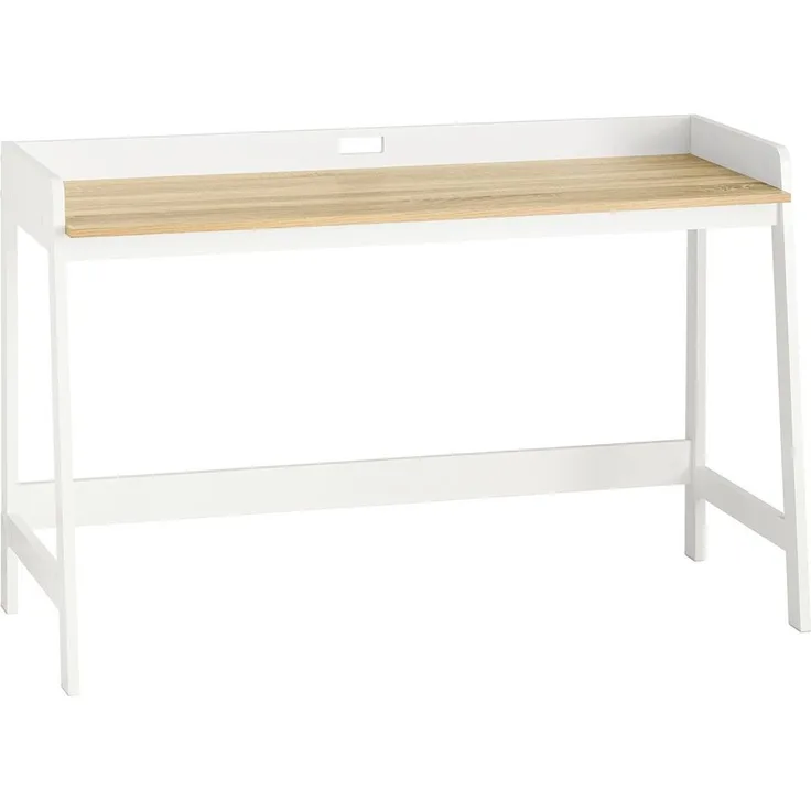 SoBuy FWT41-WN Schreibtisch weiß/natur 125 x 80 x 51 cm
