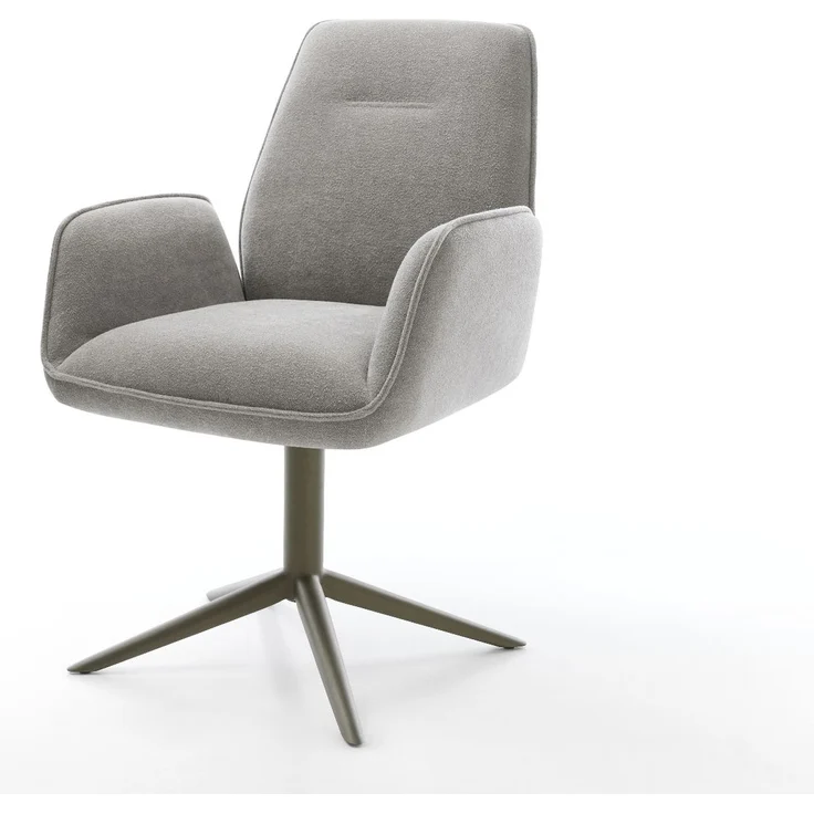 Drehstuhl Zoa-Flex Strukturstoff Soft Grau Fußkreuz Effektfinish Titan 360° drehbar Wippfunktion Taschenfederkern – Bild 1