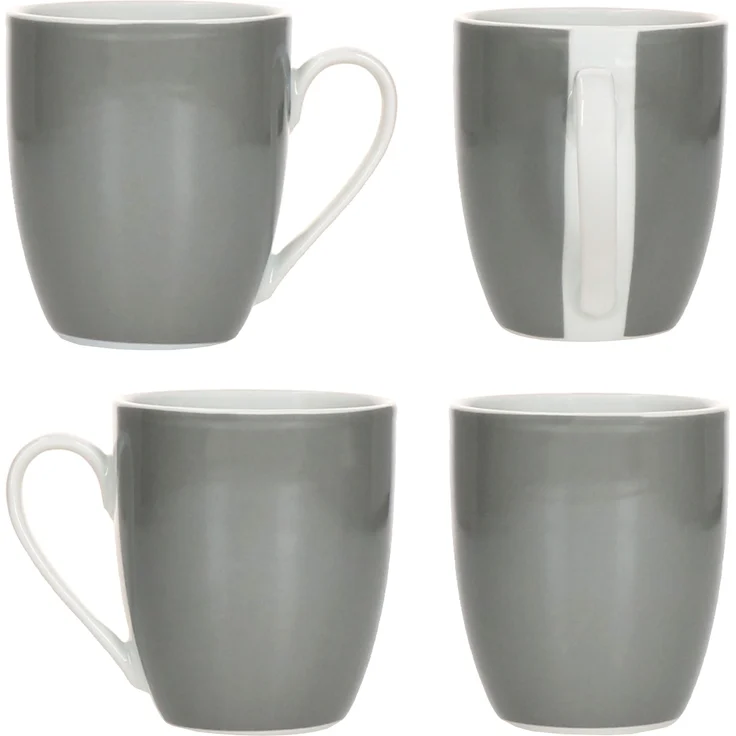 12tlg Frühstücksset Variant Grau Porzellan 6 Personen Teller klein Kaffeebecher – Bild 6
