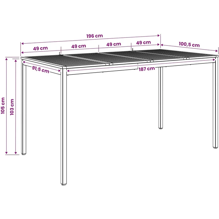 vidaXL Gartenbar-Tisch NAARDEN Natur und Weiß 196 x 100,5 x 105 cm 3394423 – Bild 9