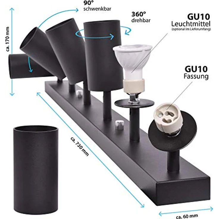 Maxkomfort Deckenstrahler ProSpot 866-6, LED fest integriert, LED wechselbar, Deckenstrahler – Bild 10