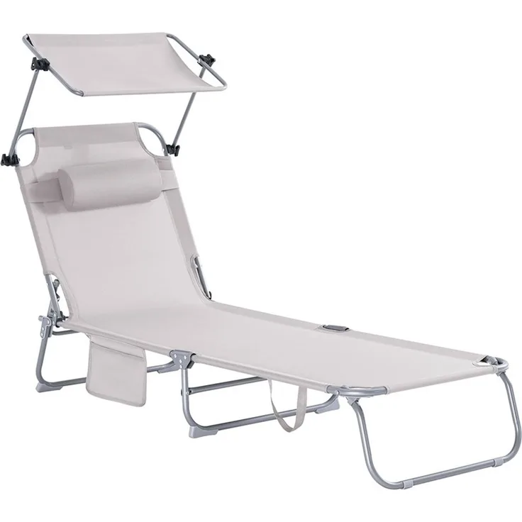 SoBuy OGS48-MI Sonnenliege, Textilgewebe, Lackiert, Beige, 192 x 81 x 75 cm