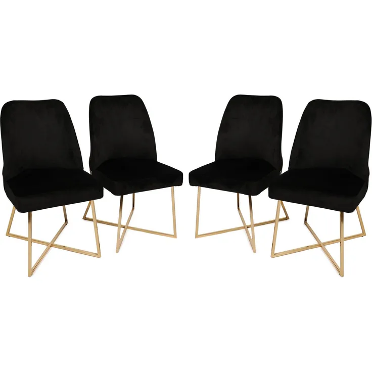 Skye Decor 'Madrid 911 V4' Stuhlset (4-teilig), Gold / Schwarz, 50 x 90 x 49 cm