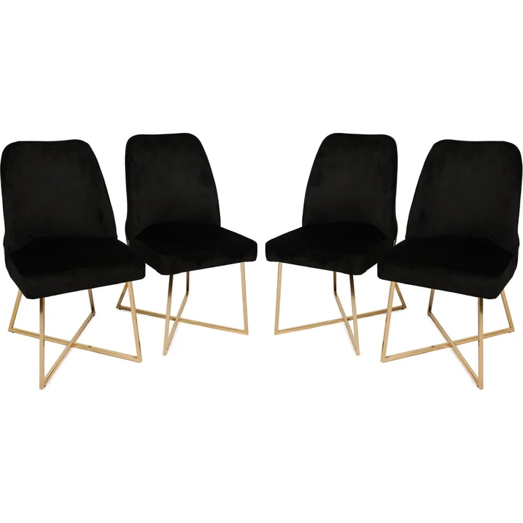 Skye Decor 'Madrid 911 V4' Stuhlset (4-teilig), Gold / Schwarz, 50 x 90 x 49 cm – Bild 1