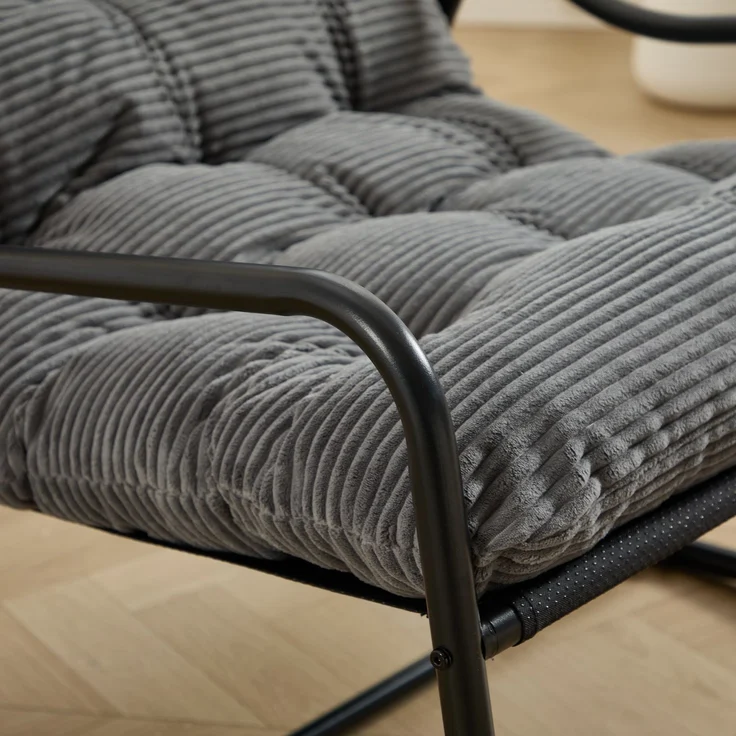 LVHOM Schaukelstuhl mit Fußstütze, Relaxsessel mit gepolstertem Kissen, ergonomischer Schaukelsessel, bis 130kg, Loungesessel für Balkon, Garten & Wohnzimmer – Bild 8