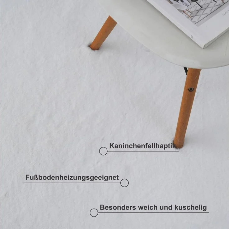 OTTO home Fellteppich Balu, in Standard- und Premium-Qualität, 20 mm oder 38 mm Höhe, rechteckig, Höhe: 20 mm, Kaninchenfell-Haptik, kuschelig, weich, Kunstfellteppich, Wohnzimmer – Bild 4