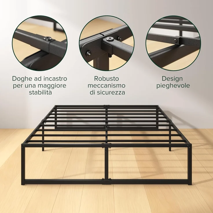 Zinus Lorelai Bett 120x190 cm – Bettgestell 35,5 cm Höhe mit Stauraum unter dem Bett – Plattformbett aus Metall – Schwarz – Bild 6