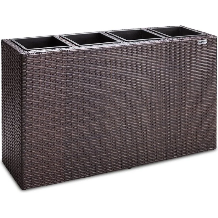 Casaria Pflanzkübel, 4 Innentöpfe Herausnehmbar Polyrattan 95x27x60cm Blumentopf Braun – Bild 5