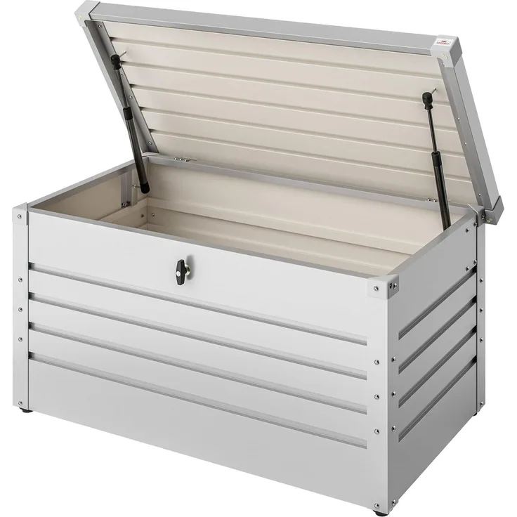 Gardebruk Gartentruhe aus pulverbeschichtetem Metall, 360L, abschließbar, weiß, 120 x 62 x 63 cm