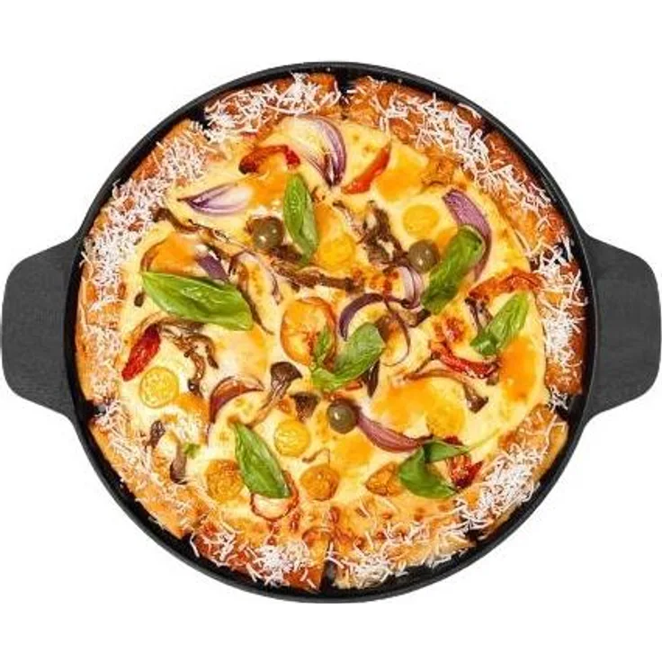 Alu Guss Pizza Brot Grill Pfanne Ø36cm Induktion Bratpfanne Handschuhe Braten