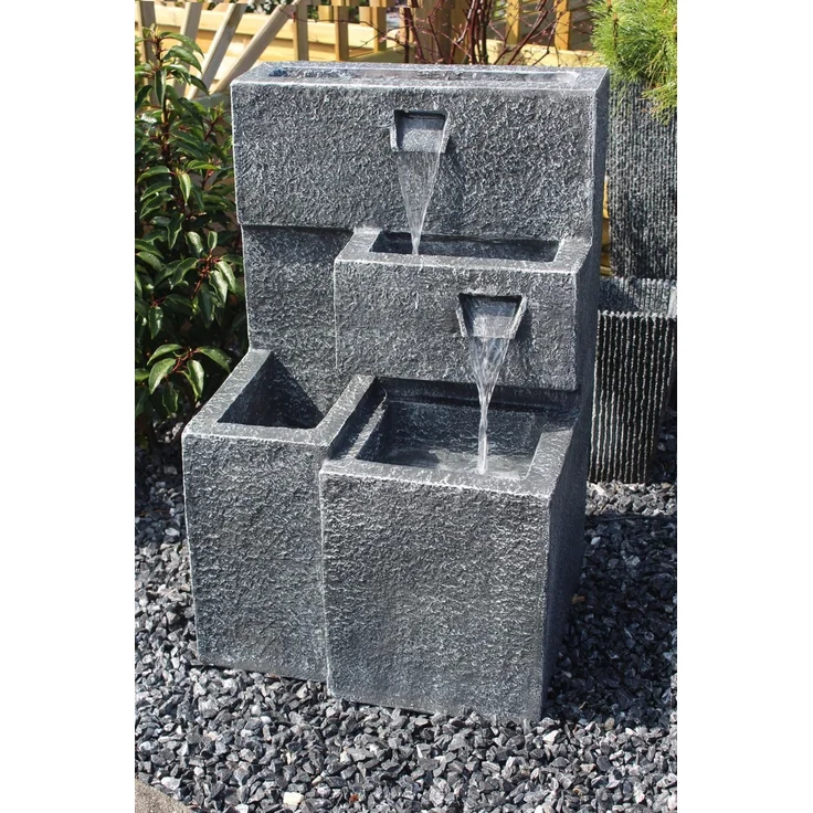 Arnusa Gartenbrunnen Grada Springbrunnen, (Komplett-Set), mit LED Beleuchtung und Pflanzbecken – Bild 6