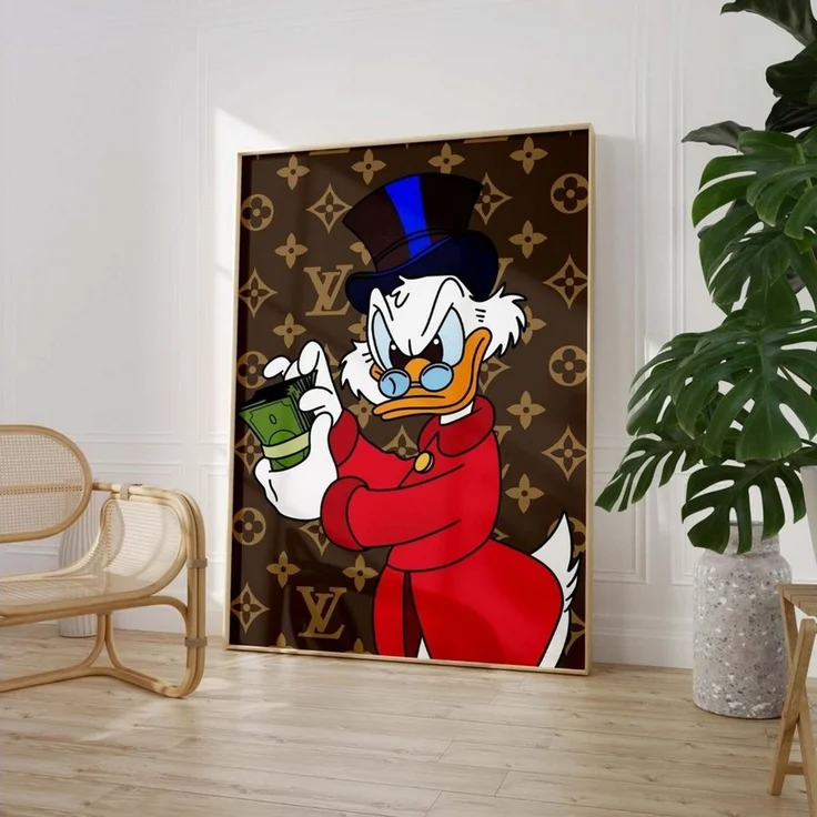 JUSTGOODMOOD Poster Reicher Cartoon Ente Charakter Luxus Geld llustration Pop Art Cartoon, (1 St) – Bild 2