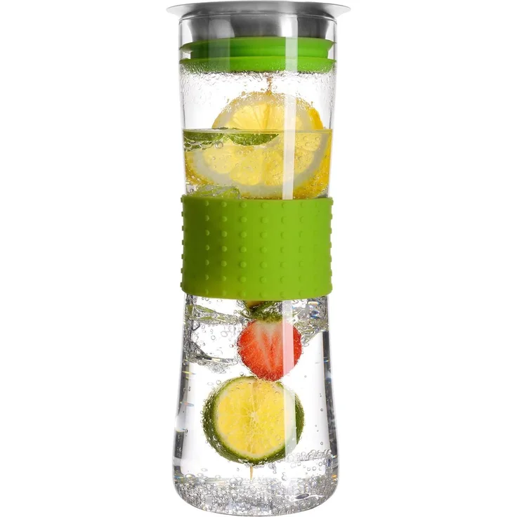 Glas-Karaffe mit Silikonmanschette, grün