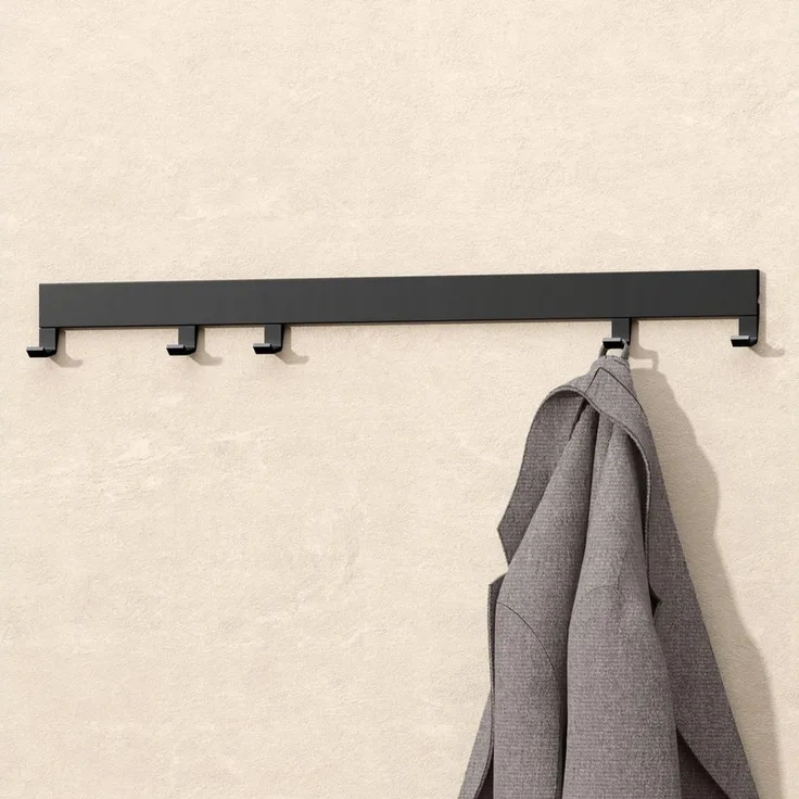 doporro Garderobenleiste Garderobenhaken mit verschiebbaren Kleiderhaken aus Aluminium Stalo10 (5 St), Pulverbeschichtet, aus hochwertige Alu