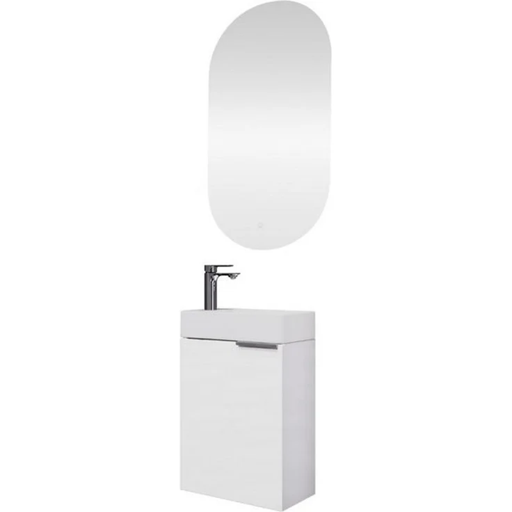 Planetmöbel Badmöbel-Set Badmöbel-Set 40cm mit Spiegel, (Waschbecken mit Unterschrank, 3-St, Spiegel mit Beleuchtung) – Bild 4