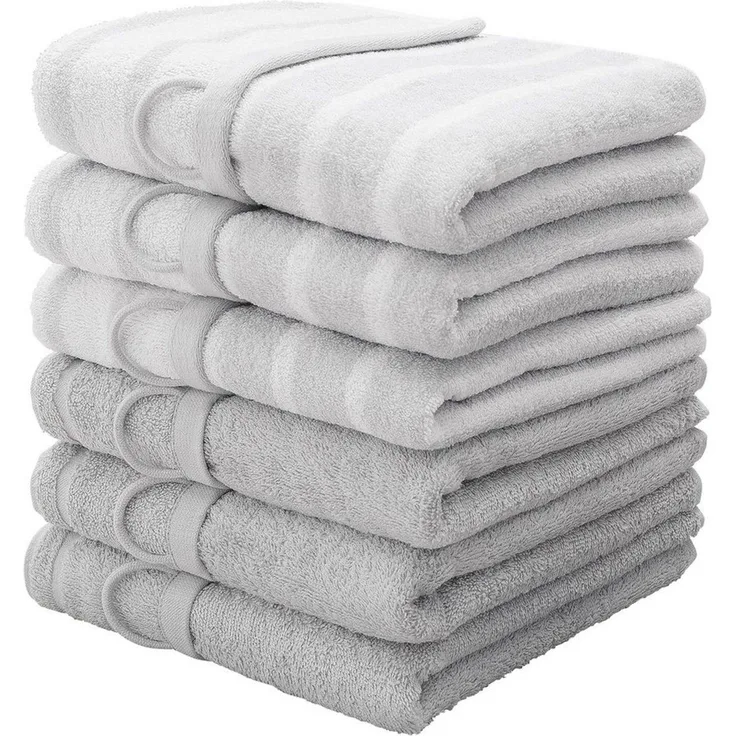 OTTO home Handtücher Finn, Walkfrottee (6-St), im 6 teiligen Set, Uni- und gestreiftes Design aus 100% Baumwolle