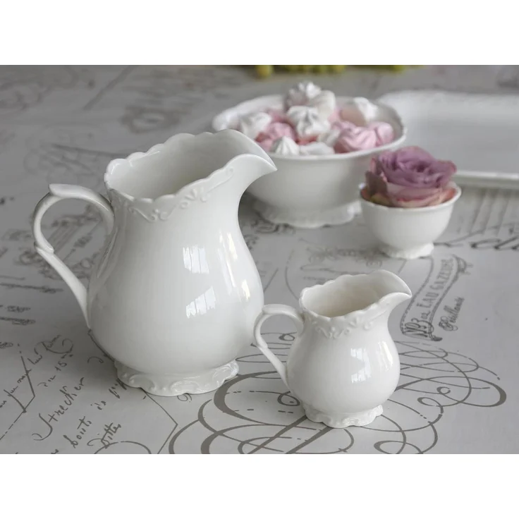 Chic Antique Milchkännchen Sahnekännchen Kanne Porzellan Provence Weiß 63008901 – Bild 2