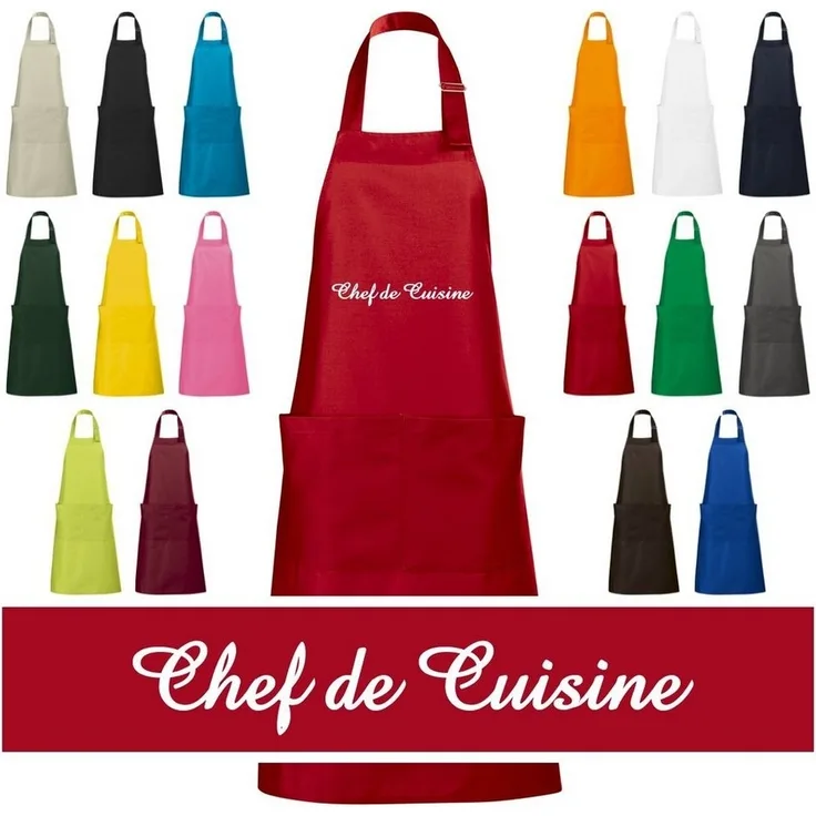 Schnoschi Kochschürze Hochwertige Küchenschürze mit Chef de Cuisine bestickt, Stickerei mit Chef de Cuisine
