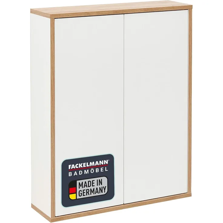 Fackelmann FINN Doppel Hängeschrank 60 cm, Braun hell/Weiß