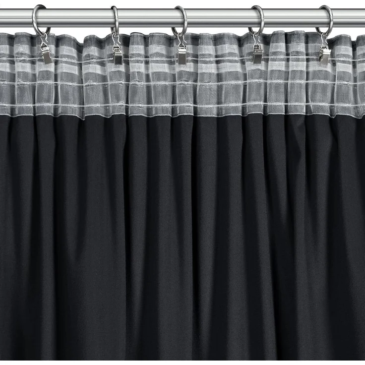 Vorhang DANI mit Rüsche Velours Samtvorhänge schwarz 140x270 cm Kräuselband – Bild 4