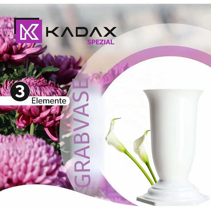 KADAX Vase, Fläschchen für Friedhof, Grabstein, Weiß, 29 cm – Bild 2
