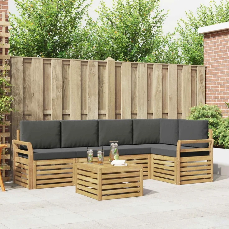 vidaXL Outdoor-Sofagarnitur 6 stk. 5-Sitzer Weiß und Anthrazit 3391877 – Bild 1