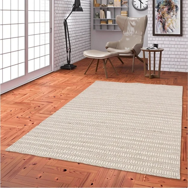 Pergamon Wollteppich Natur Teppich Wolle Skandi Meliert, Rechteckig, Höhe: 8 mm – Bild 1