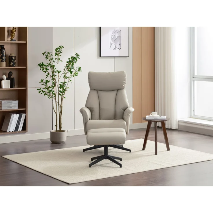 Gepolsteter Relaxsessel mit Hocker, - Beige – Bild 2