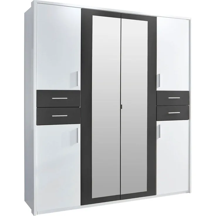 Kleiderschrank Vegas Schlafzimmerschrank 183 x 58 x 210 cm Graphit 6-türig