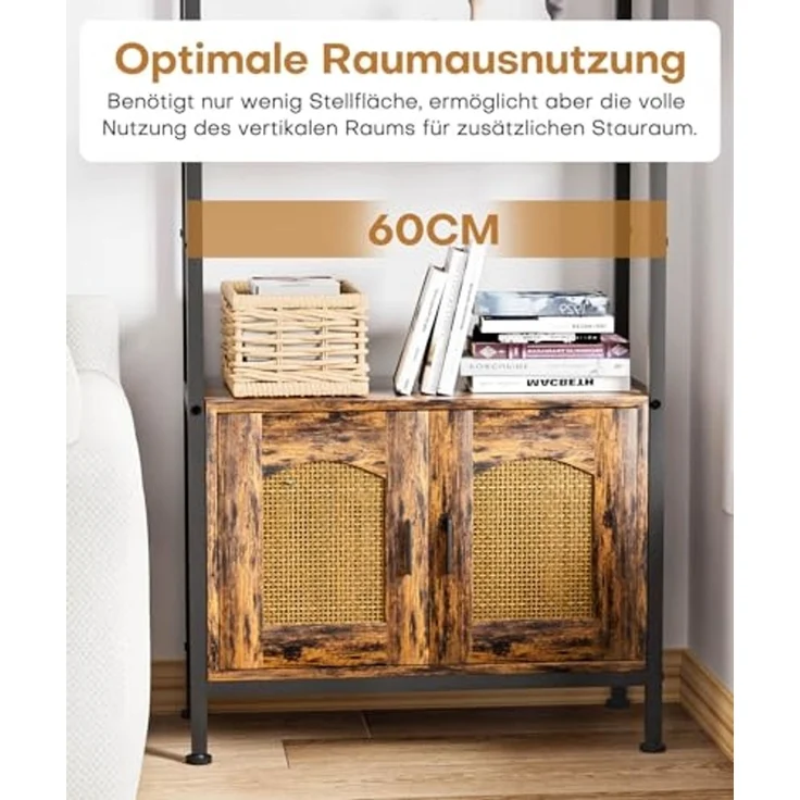 Yorbay Bücherregal 5 Ebenen, Standregal mit Schrank, Bogenförmiges Aufbewahrungsregal, 60x28x177cm, für Wohnzimmer, Schlafzimmer, Arbeitszimmer & Bad – Bild 7