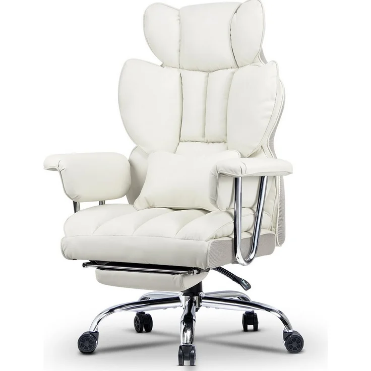 BIGZZIA Bürostuhl Großer Chefbürostuhl aus PU-Leder mit Hoher Rückenlehne, mit Fußstütze - Ergonomischer Computerstuhl mit Lordosenstützkissen – Bild 5
