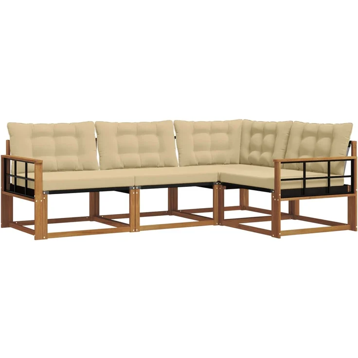 vidaXL Outdoor-Sofagarnitur 4 stk. 4-Sitzer Natur und Beige 3369416 – Bild 2
