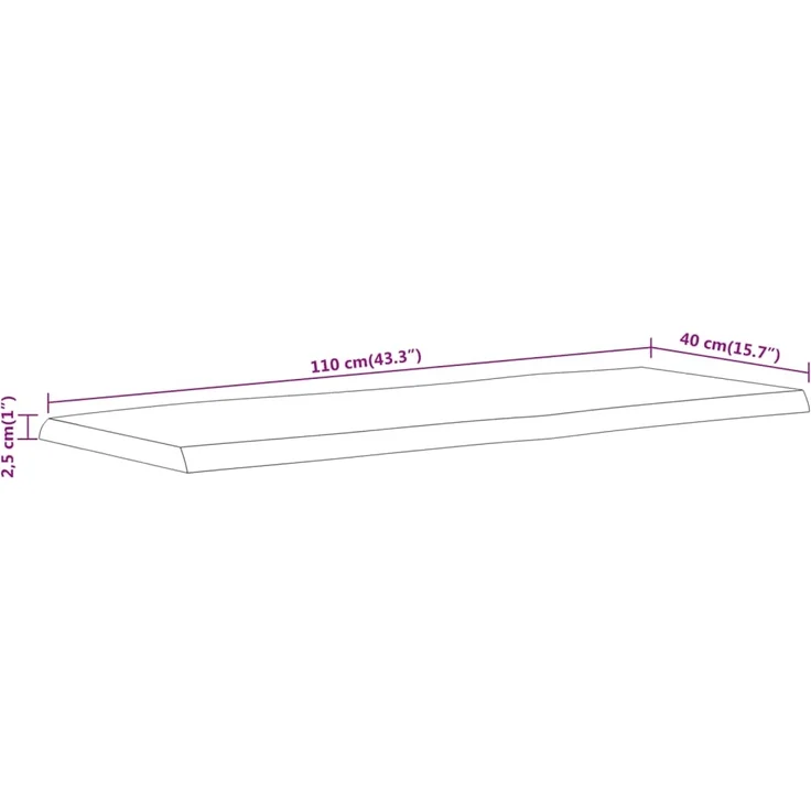 vidaXL Tischplatte 110x40x2,5cm Rechteckig Massivholz Akazie Baumkante 370613 – Bild 8