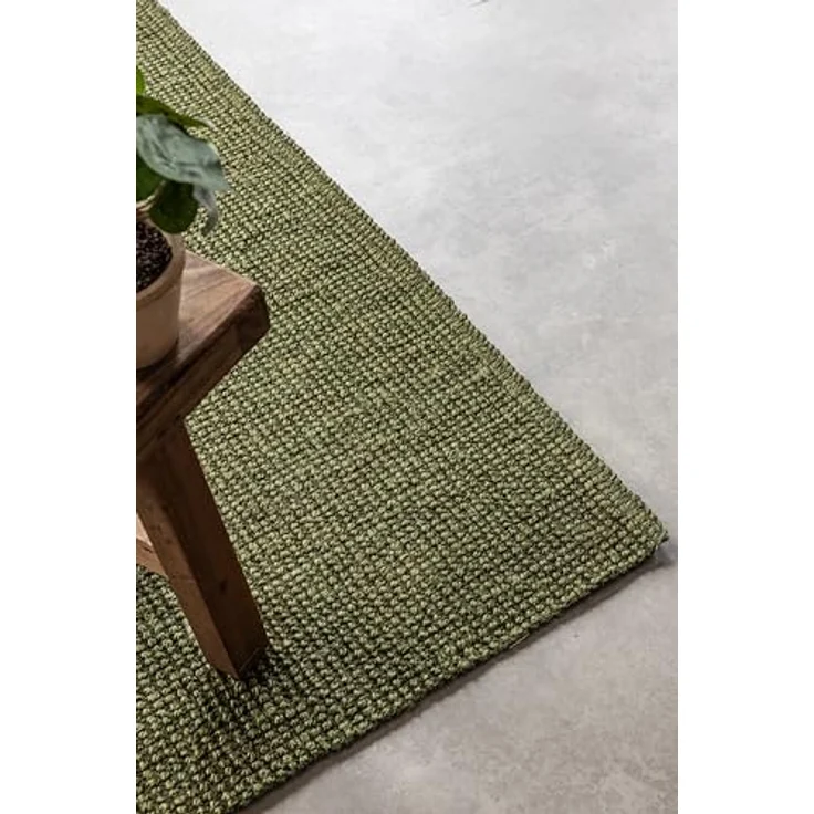 XXXL Flachwebeteppich Bouclé, Olivgrün, rechteckig, 60x90 cm, Oeko-Tex® Standard 100, pflegeleicht, beidseitig verwendbar, für Fußbodenheizung geeignet – Bild 7