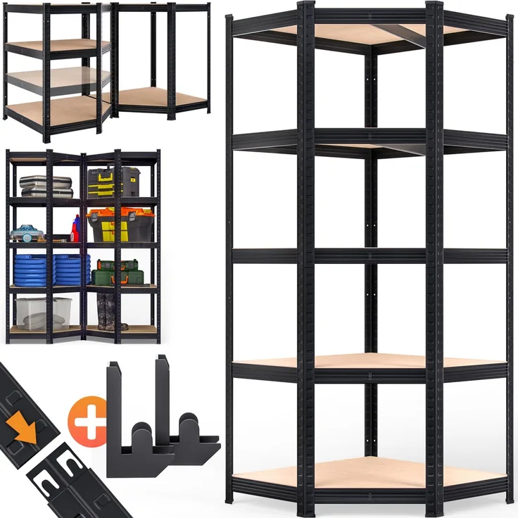 MONZANA® Eckregal Lagerregal 180x70x40cm Schwarz