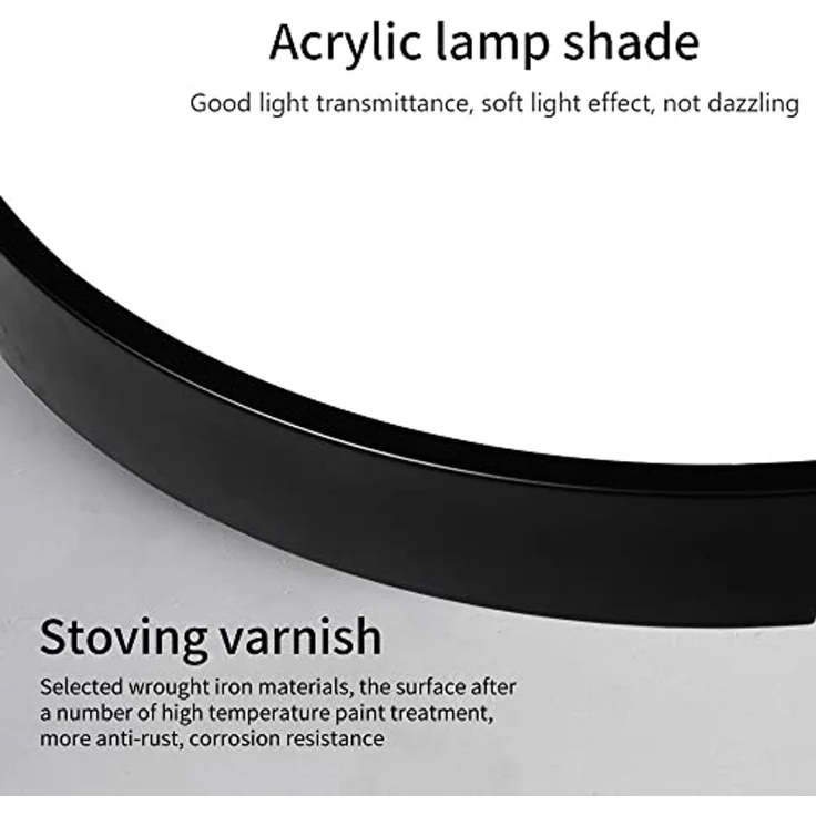 style home LED Deckenleuchte Metall Deckenlampe 12W/24W/36W/48W/96W, Runde/Quadratisch, LED fest integriert, Warmweiß 3000K ohne Fernbedienung, 24W, Ø30*4cm, Runde Lampe für Wohnzimmer Schlafzimmer Küche, Schwarz – Bild 7