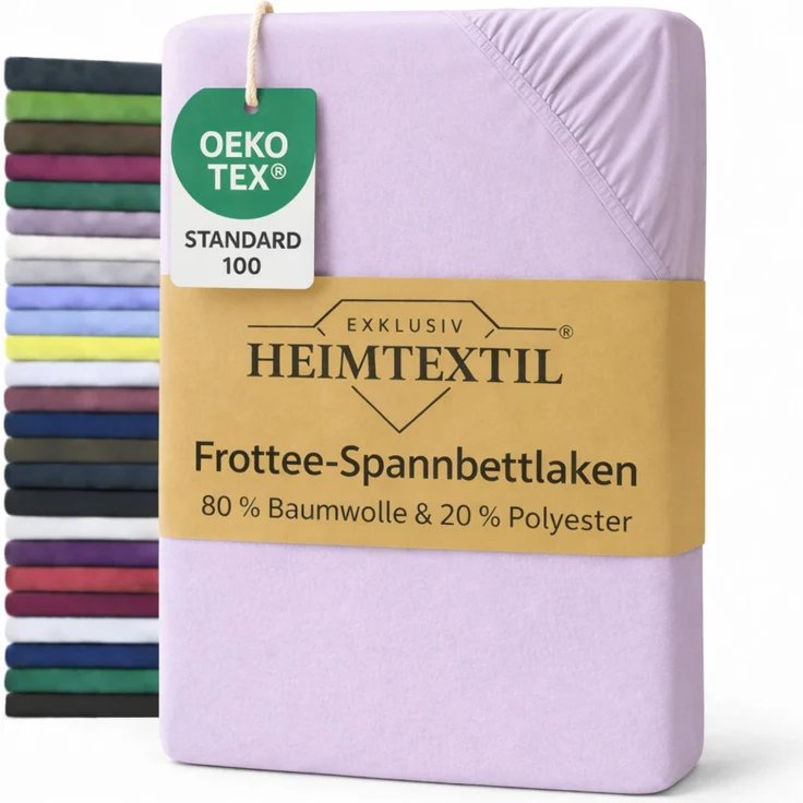 EXKLUSIV HEIMTEXTIL Frottee Spannbettlaken 120 x 200 cm Flieder 80% Baumwolle 20% Polyester Öko - Tex Zertifiziert Bed-Sheet Bettlaken Spannbetttuch Topper Leinentuch – Bild 1
