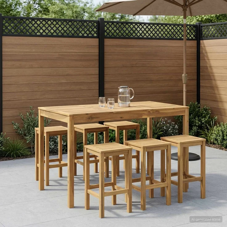 vidaXL Gartenbar-Tisch LAREN Weiß gewaschen 147 x 88,5 x 105 cm 901724 – Bild 1