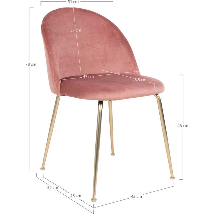 House Nordic Esszimmerstuhl, Samt, Rosa, Beine in Messingoptik, HN1214 - 2er set – Bild 5