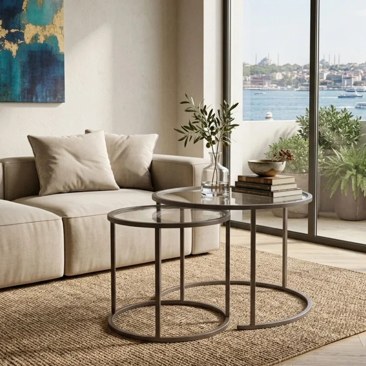 Skye Decor 'Grey-Trs-60-42-Nrd-Srk' Couchtisch-Set, Grau, 60 x 43 x 60 cm – Bild 1