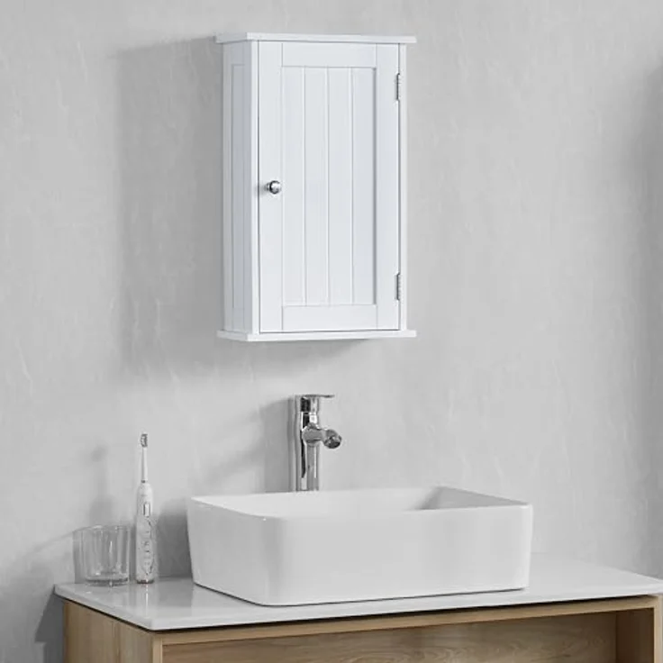 Bath Vida Priano Badezimmerschrank mit 1 Tür, Wandmontage, Aufbewahrungsregal, weiß – Bild 3