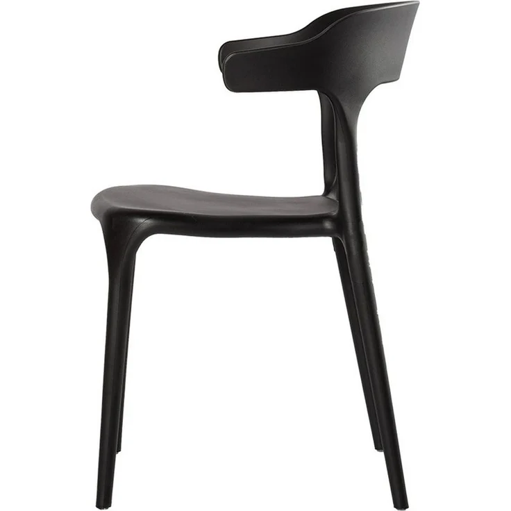 Lüllmann Besucherstuhl Stapelbarer Designstuhl mit Armlehnen, Farbe schwarz (1, 1 St), Designerstuhl aus Kunststoff, robust, pflegeleicht – Bild 3