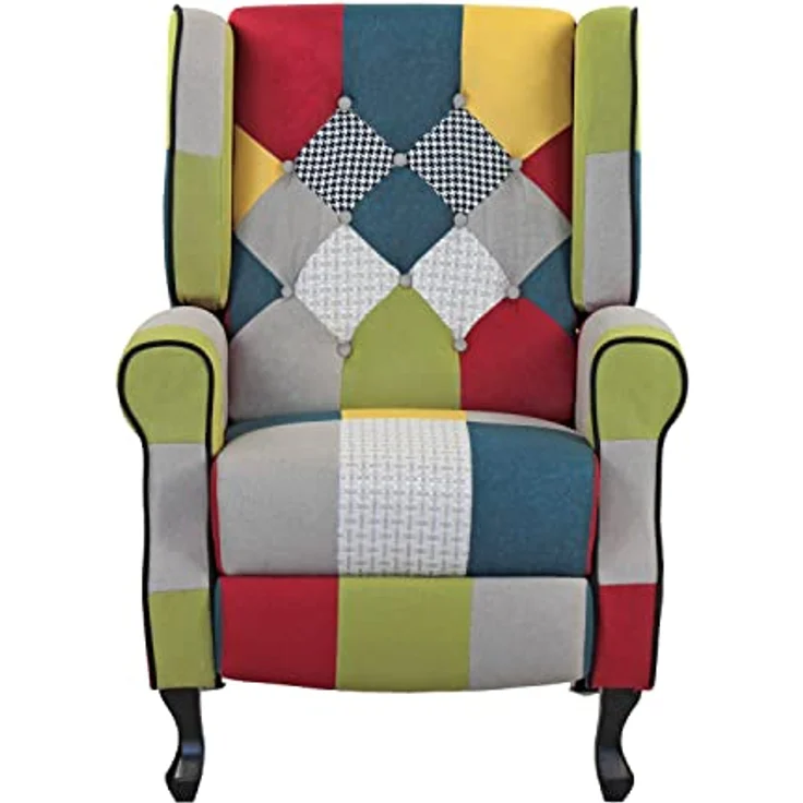 BRIGROS La voglia di fare WeHome – Relaxsessel mit ergonomischer Sitzfläche aus Stoff, Bettsessel, verstellbare Rückenlehne, für Wohnzimmer, Wohnzimmer und Büro (Patchwork, Patchwork) – Bild 5