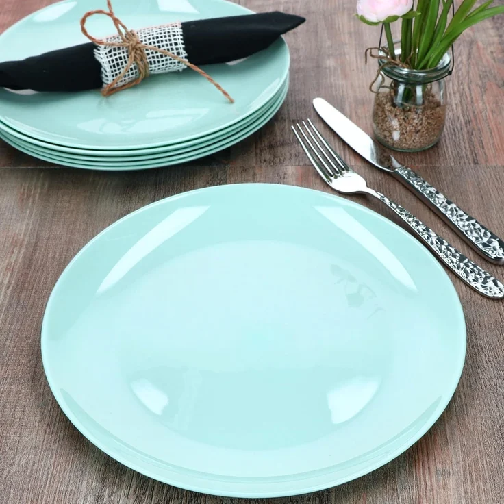 MamboCat Speiseteller 6er Set Mint flache Speiseteller aus Glas 24,4cm Grillplatte – Bild 3