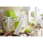 Hochbett mit Rutsche "Tino" 90x200 Buche massiv weiß