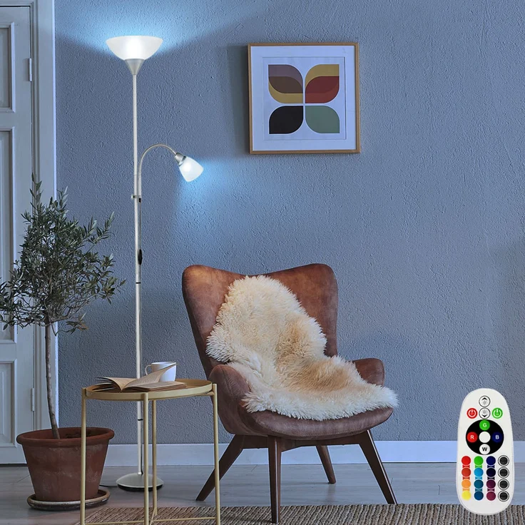 RGB LED Stehlampe, Leseleuchte verstellbar H 180 cm – Bild 2