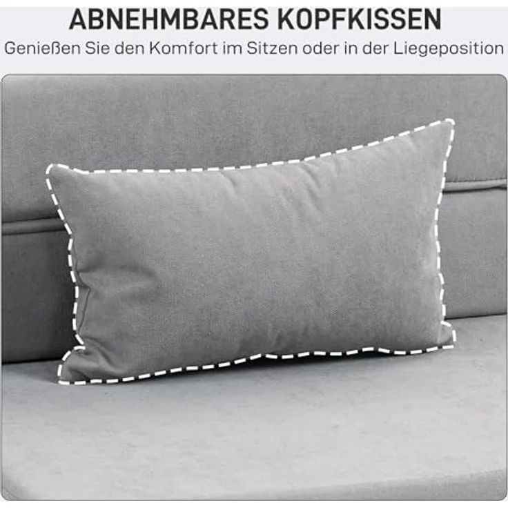 HOMCOM Schlafsofa klappbares Schlafsofa mit Bettfunktion, Lendenkissen, Sofa 1 Teile, Schlafsessel mit Bettfunktion – Bild 6