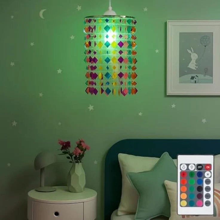RGB LED Hängeleuchte, Kristalle bunt 22,5 cm – Bild 2