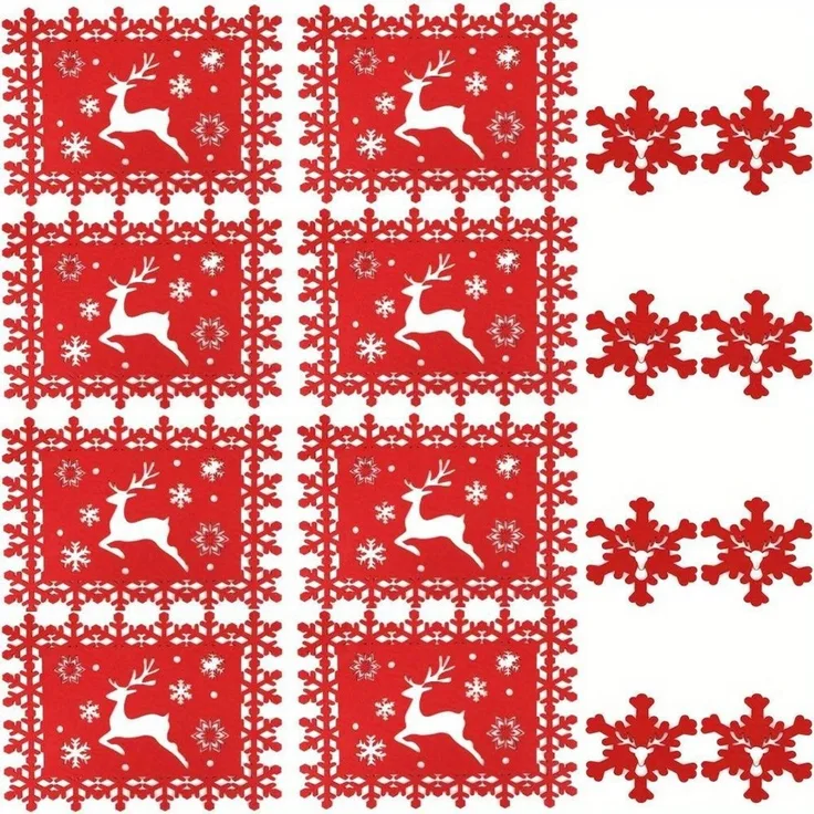 ABC Filz-Platzset- und Untersetzer-Set, Weihnachtsrentiere, 16-teilig